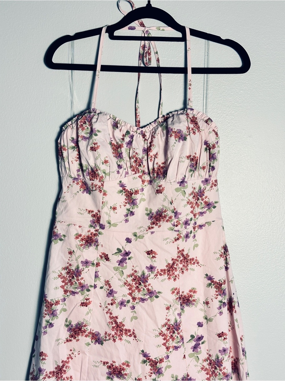 Wild Fable Fit and Flare Babydoll Midi A-Line Strapless Pink Floral Midi Dress S - Picture 4 of 12